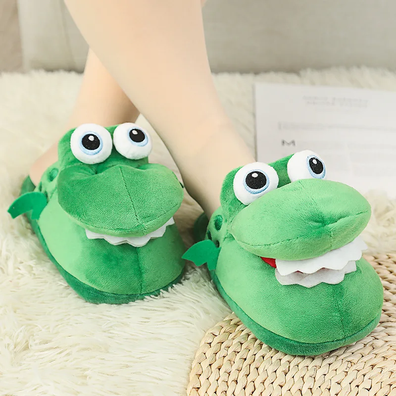 2021 Tik tok Funny product hot stuffed Plush walking crocodile slippers open mouth slipper