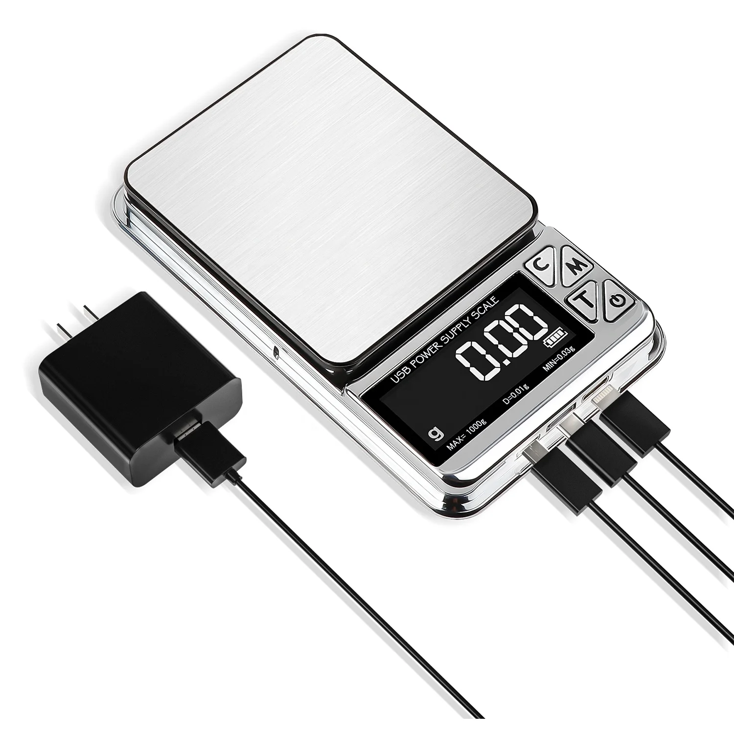 USB Power Supply 0.1g 0.01g electronic balance 200g 500g 1kg electronic jewelry scale Double range jewelry pocket scale