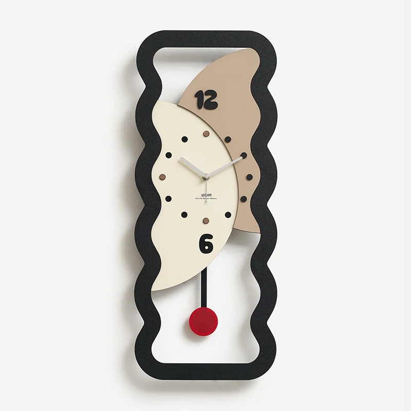 WOZOOM Creative Flat Panel Pendulum Clock High Quality Luxury Wall Clock Stylish Decorative Cream Style MDF Clock