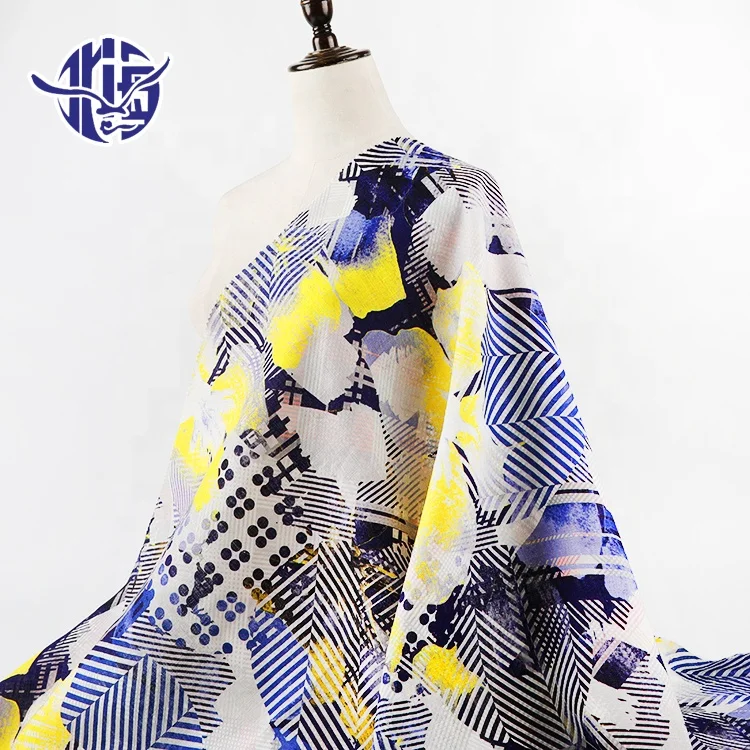 Wholesale textile floral digital print tear resistant woven linen rayon fabric for dresses