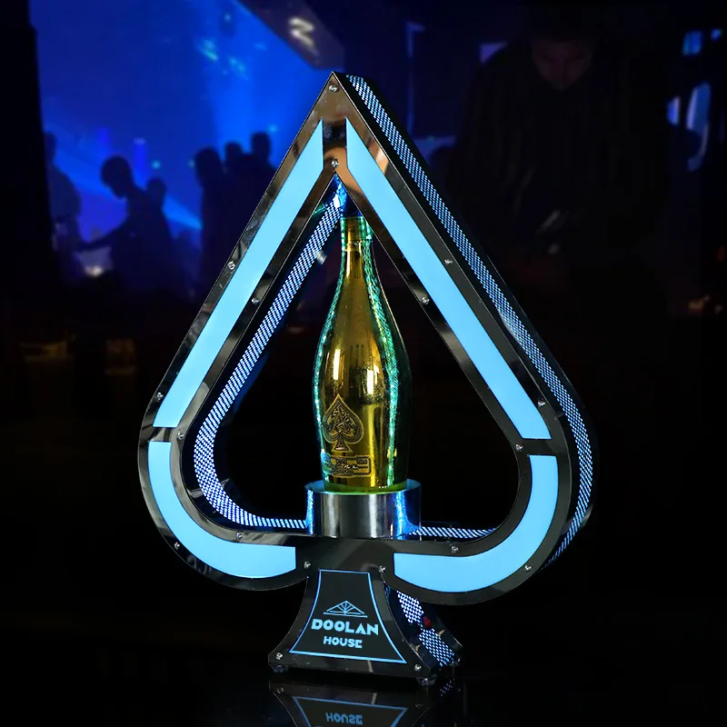 Classic LED glow ace of spade VIP bottle service presenter glorifiers display holder for liquor vodka wine tequila champagne