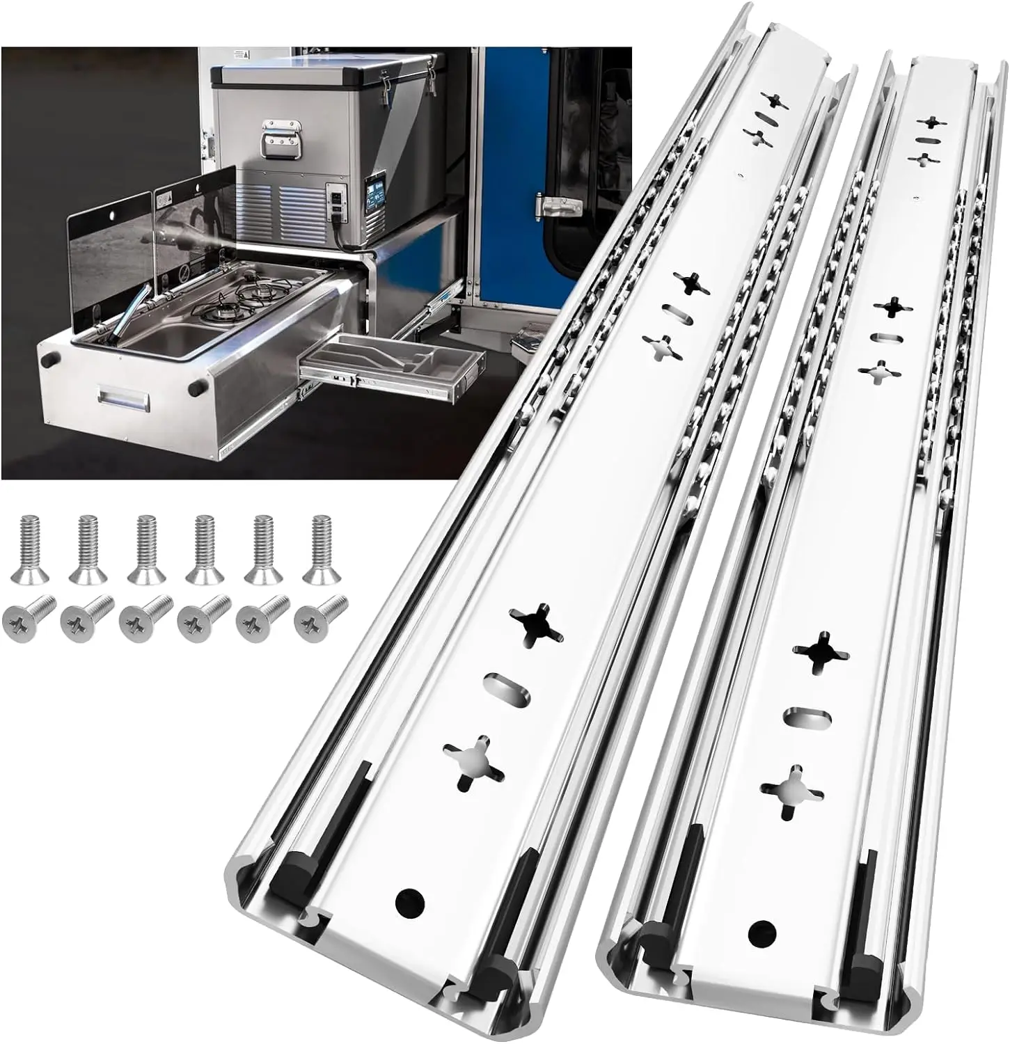 Сверхпрочные направляющие для выдвижных ящиков SNEIDA 53 мм-125 кг RVs ящик инструментов аварийного реагирования и расширяемые платформы пожарных