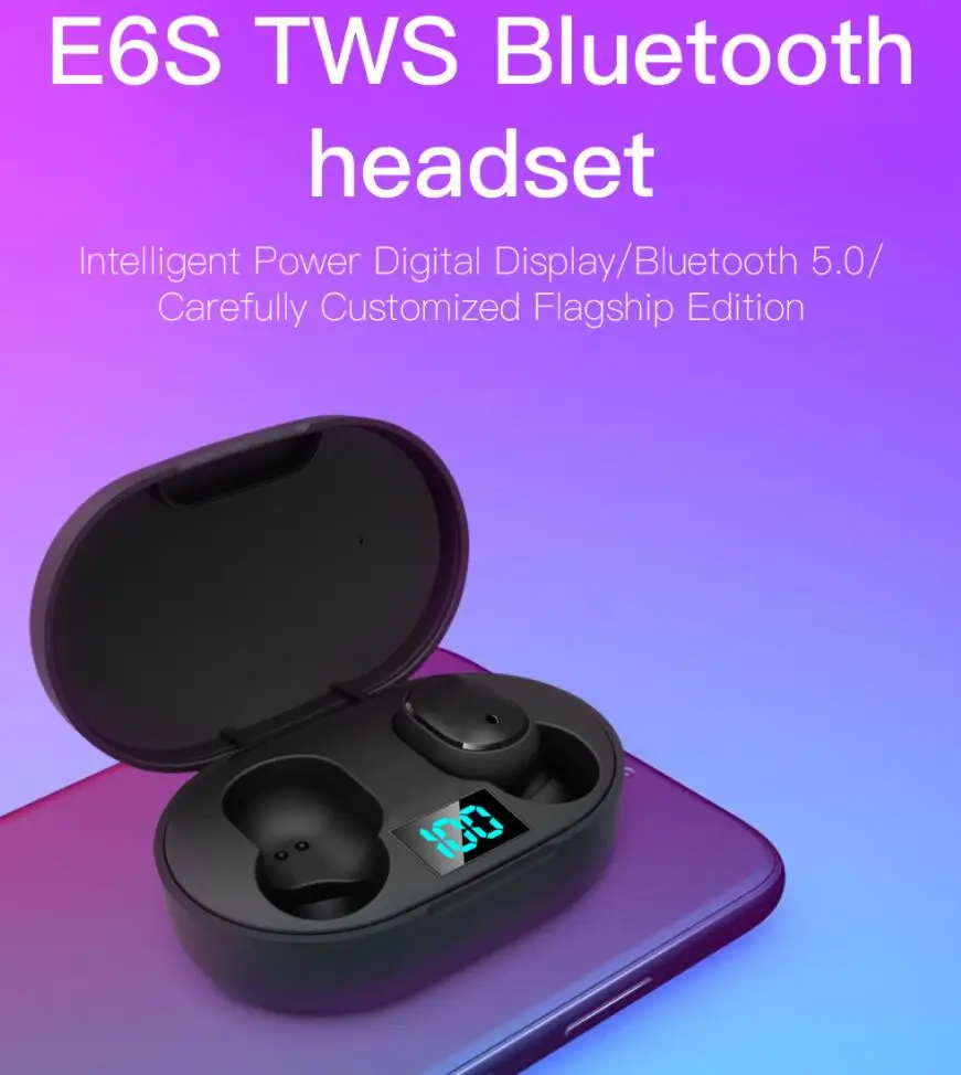 TWS E6S BT Earphones True Wireless Stereo Earbuds Sports Headsets With Microphone E6S Gaming Headphones For Mobile Phone