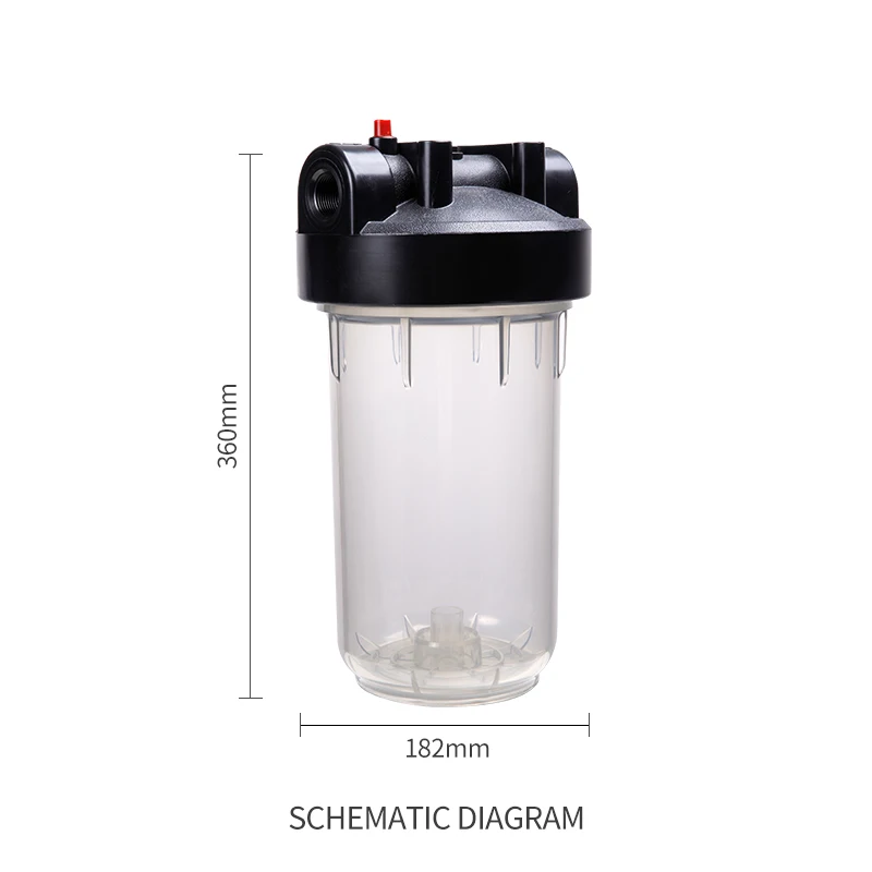 The whole house front-mounted water purifier accessories 10-inch transparent fat filter bottle 1-inch mouth 6 minute filter barr