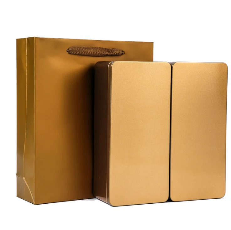 Hot Sale Multi Colored Tea Storage Container Metal Can Flat Square Tin Box