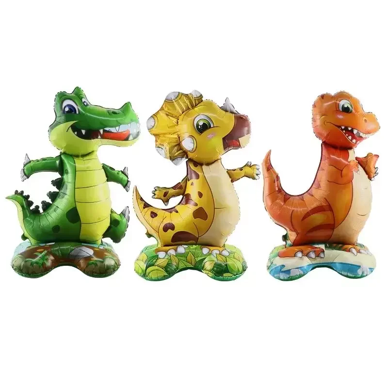 China Supplier 3d Stand Dinosaur Foil Balloon Huge Jungle Cartoon Balloons For Kids Birthday Party Decoration