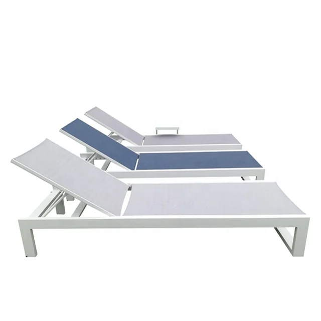Patio Aluminum Beach Furniture Sun Lounger Chaise Outdoor Light Blue Swimming Pool Chairs Garden Lounge