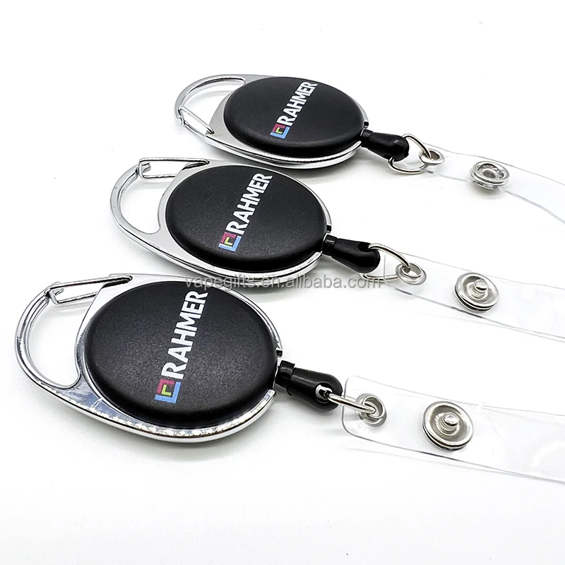 Wholesale round Plastic Yoyo Key Holder Sublimation Retractable Badge Reel with Metal Alligator Clip