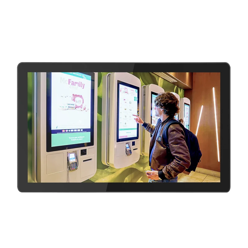 27 Inch Lcd Advertising Digital Signage 1500 Nits Capacitive Touch Screen Monitor Black Outdoor Shopping Mall Walk in Kiosk SL27