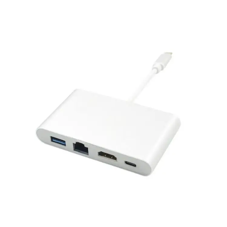 USB 3.1 Type C 100Mbps Lan Ethernet USB3.0 HDMI-Compatible USBC PD Charging 4 in 1 Extender Adapter Hub for Macbook Air Pro