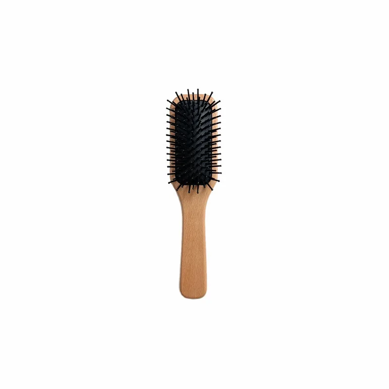 Japanese Minimalistic style Eco-friendly Custom Beech Wooden Paddle Air Cushion Hair Brush Detangling Massage Comb Home Salon