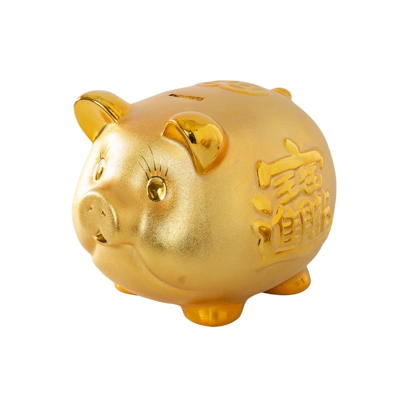 wholesale golden pig cash savings coin big small gold piggy bank for money chinese new year ceramic custom cute large pig logo