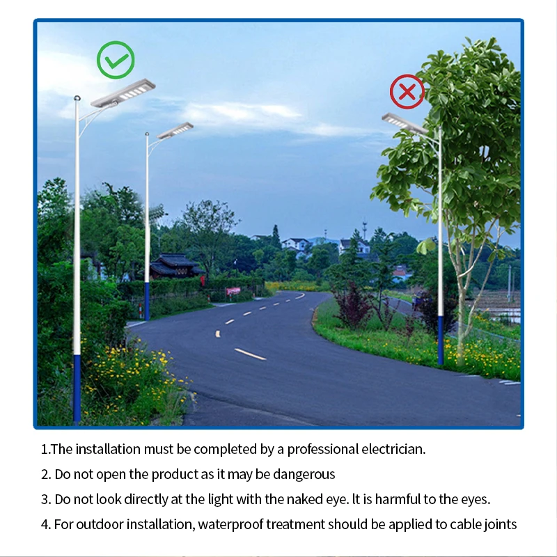 200W 300W 400W 500watt All-in-One LED Solar Street Lights for Project Sale Farm House Village Garden Parking Lot with Pole