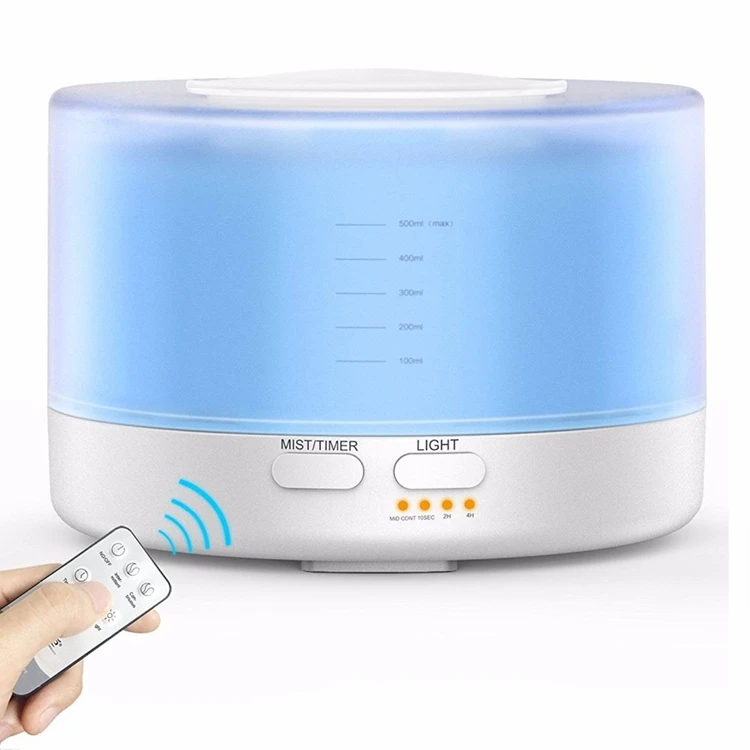 China Factory Supply Remote Control 500ml Ultrasonic Essential Oil Diffuser With High Quality Wireless LED  Humidifier