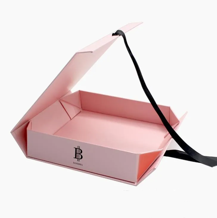
Wholesale custom foldable boxes with logo gift packing boxes with ribbon for candy and cosmetic 
