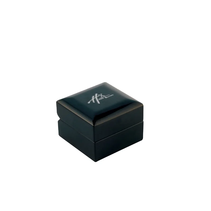 Fashional Luxury Wood Ring Box Print Logo Inside with Silk Black Small Led Ring Box in Wood Box & Case Wooden Earrings Packaging