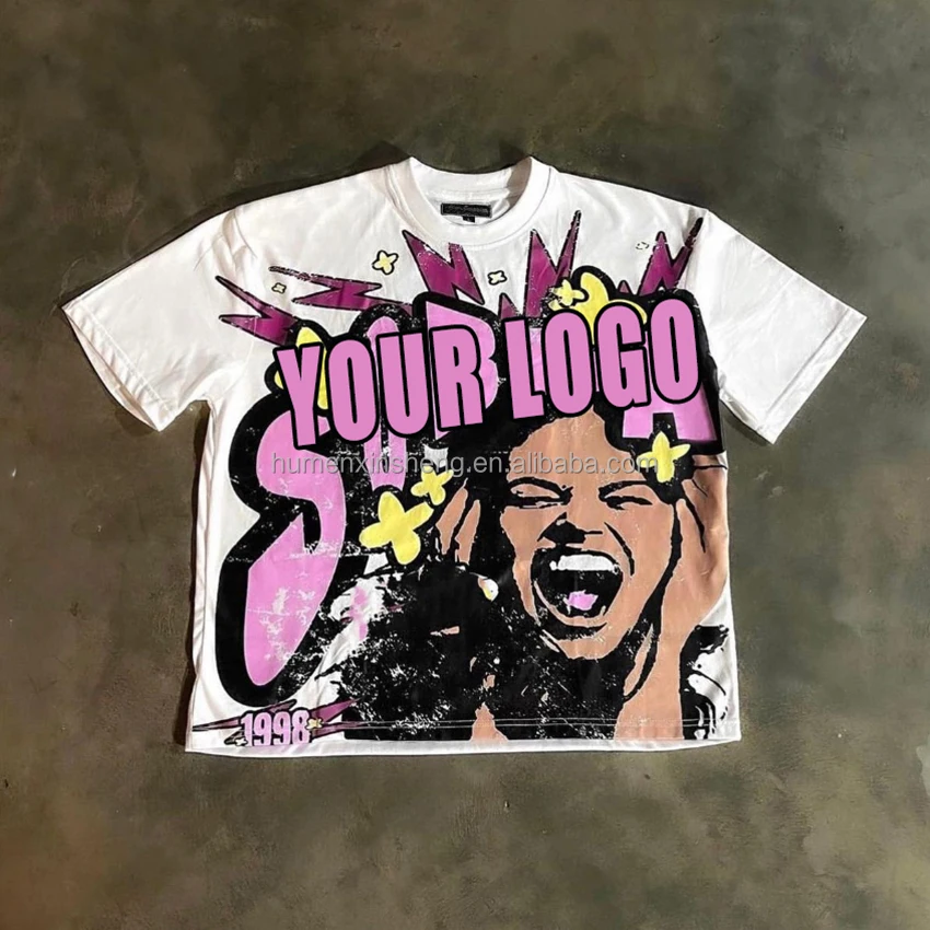 Manufacturer man oversize 100% cotton short sleeve boxy cropped round neck t shirt custom graphic vintage t shirt men