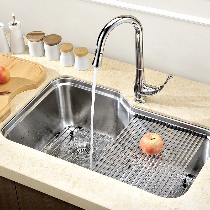 
Good Quality Undermount Satin Kitchen Sink Single Bowl Sink With Side Drain 