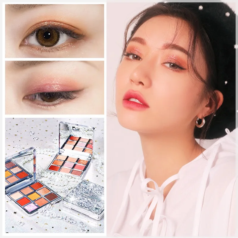 New 9Colors Eyeshadow Palette With Diamond Box Custom Glitter Eyeshadow Palette Private Label Maquillage Makeup Vegan Cosmetics
