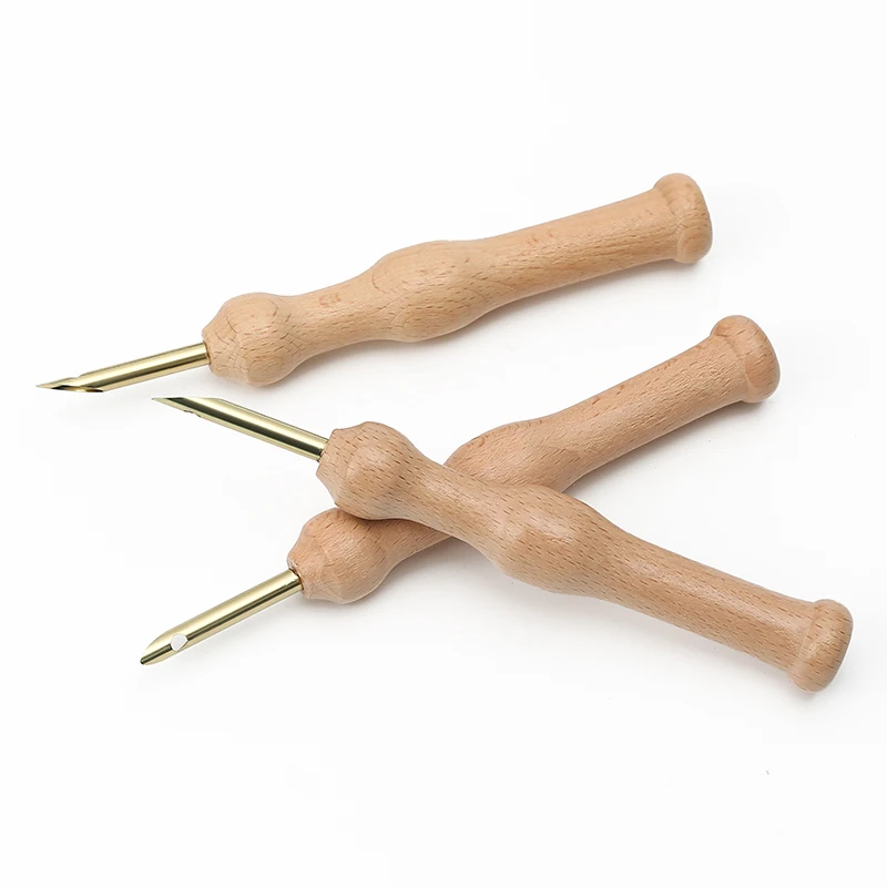 Wood Handle Sewing Weaving Felting Needle Craft Durable Knitting Embroidery Punch Needle Pen For Diy Tool Accessories