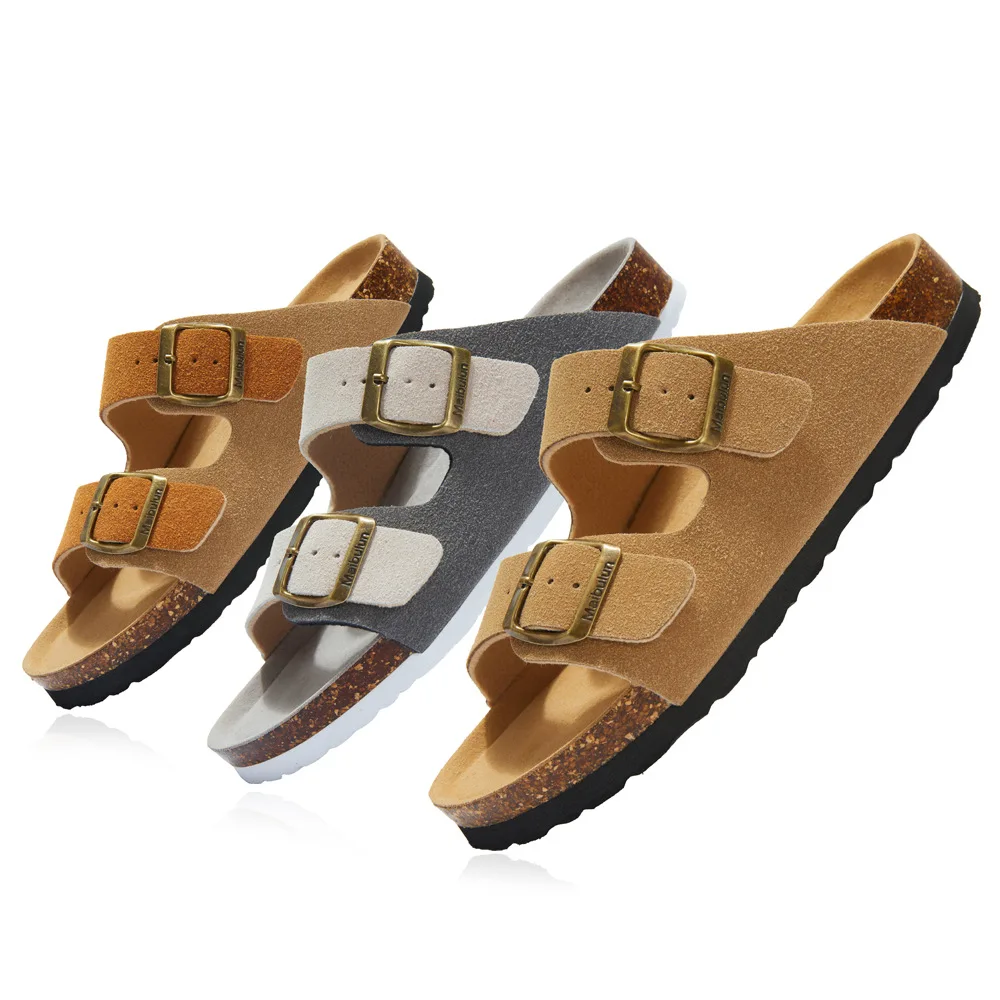 Hot Sale Summer Cork Slippers Frosted Flat Bottom Anti-slip Beach Couple Outdoor Factory Outlet