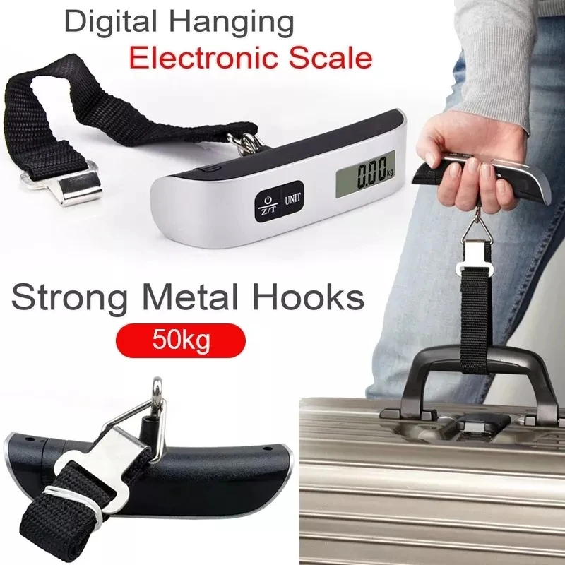 Digital LCD Display 110lb/50kg Portable Scale Electronic Luggage Hanging Suitcase Travel Weighs Baggage Bag Weight Balance Tool