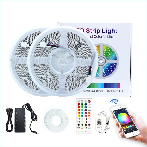 Высокая яркость 5050RGB 10 м 300 светодиодов bluetooth Смарт-светильник ремень комплект с адаптером 12v