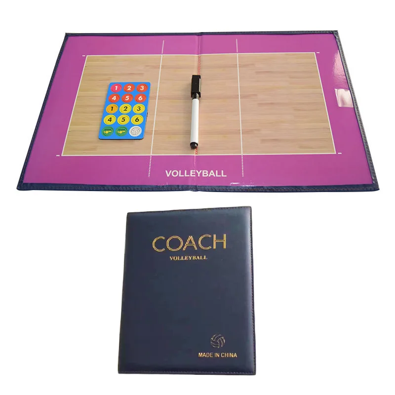 Factory Foldable Portable PU Leather Notebook Volleyball Magnetic Tactics Coach Boards With Pen