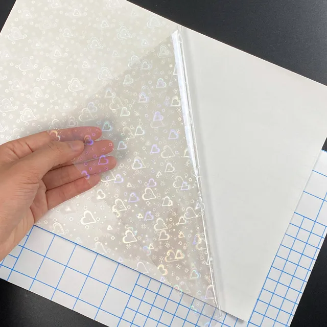 Adhesive Holographic Cold Lamination Film A4 Paper Stars Dots Glass Pattern Sheet Photo DIY Album Laminating Film