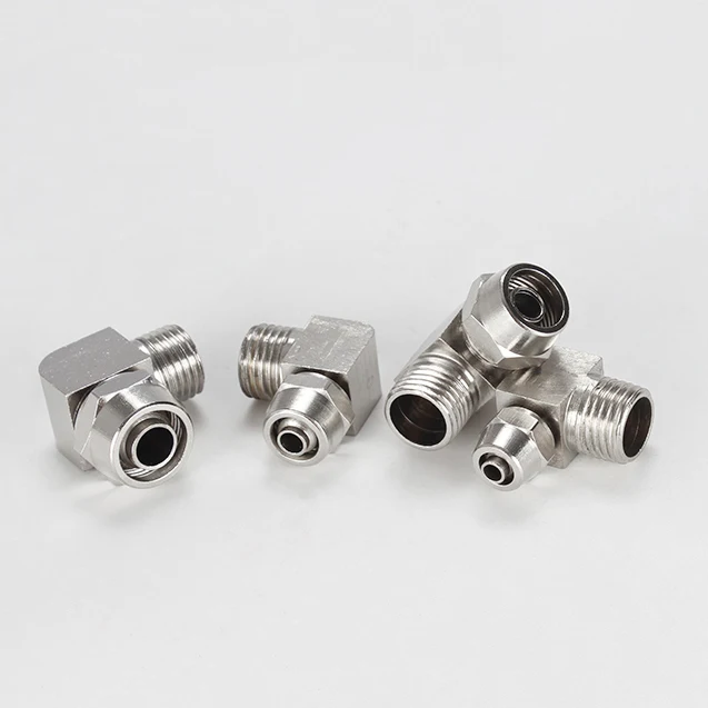 Rapid Push on Elbow Male Adaptor Brass Nickle quick right angle threaded elbow air hose connector pneumatic quick fitting