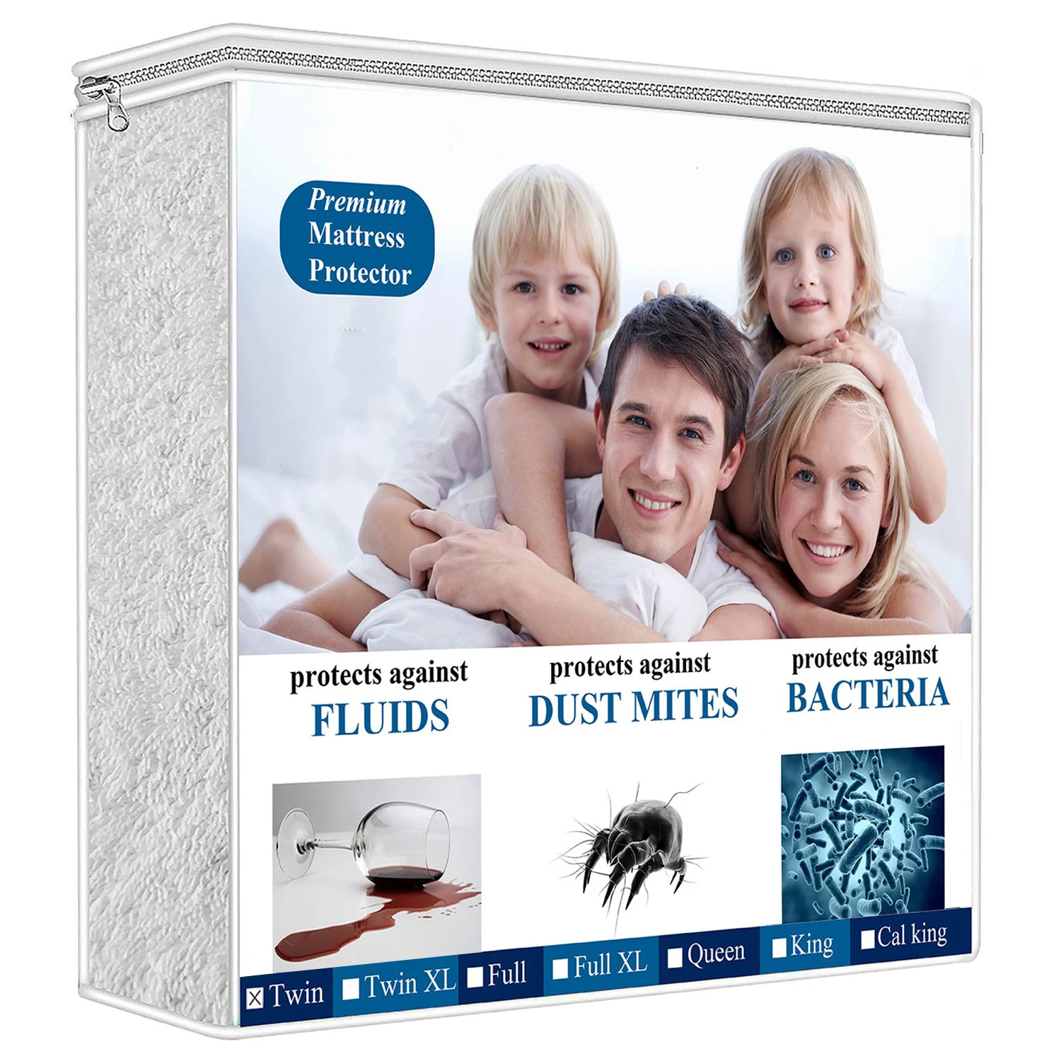 Quilted Bamboo Terry Fabric Polyester Filling Bamboo Mattress Protector,Reinforced Waterproof Mattress Cover