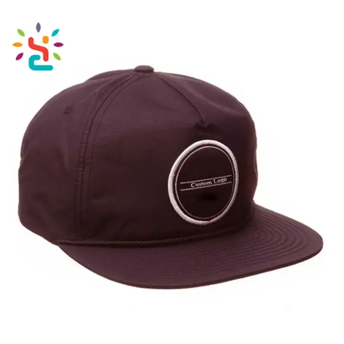 Blank Polyester Nylon Rope Hat 5 Panel Gorra Unstructure Snapback Hat Wholesale Custom Rope Hats Cap Embroidery With String Rope