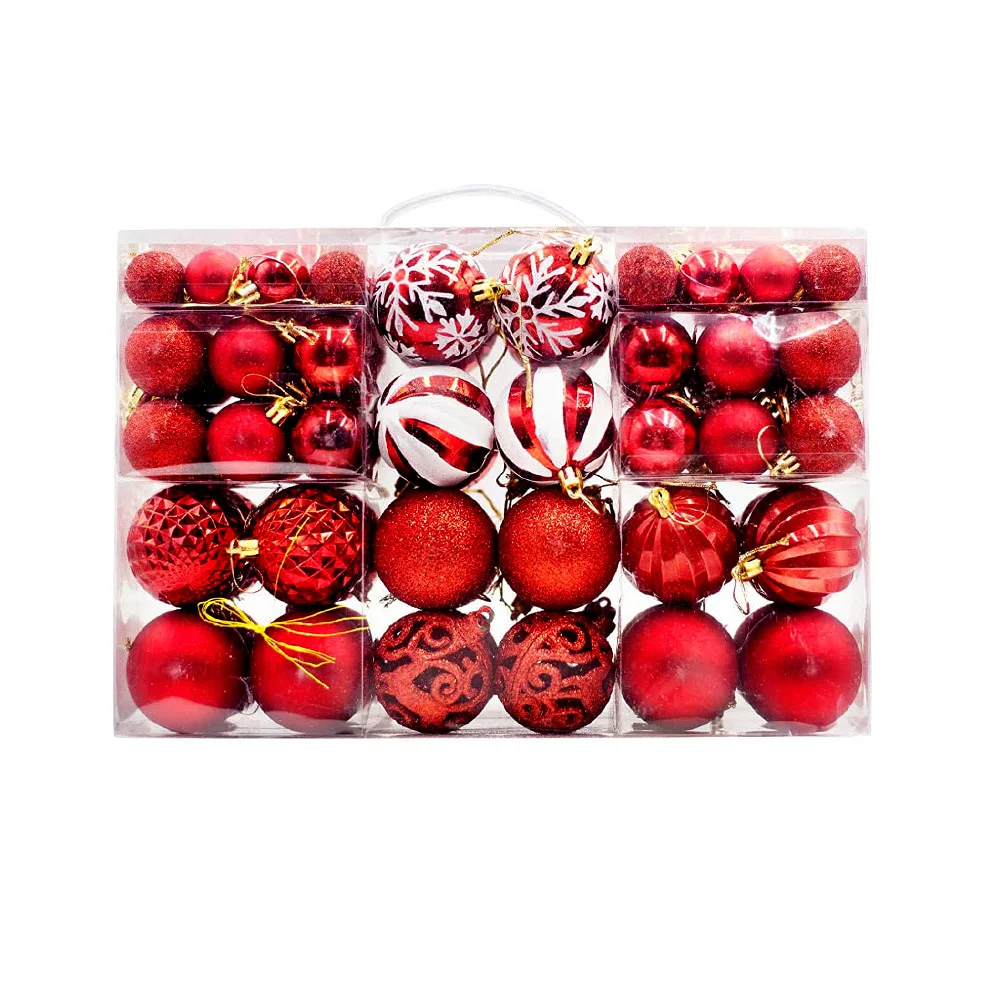 
Sunborry Wholesale Big Decorative Big Plastic Christmas Ornament Glitter Tree Ball Red Set Decoration Luxury Bulk 2021 