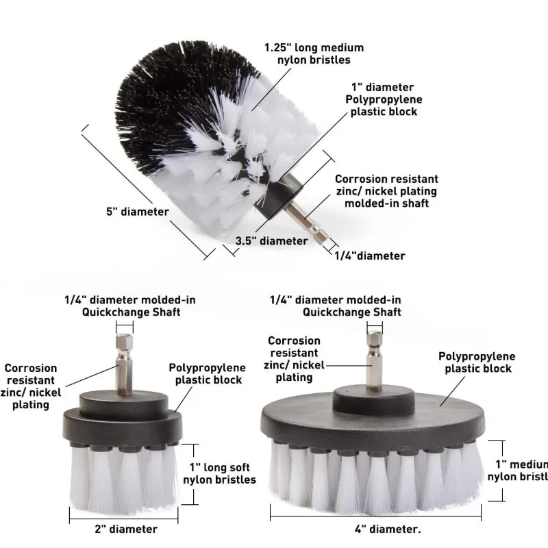 Amazon 3 pcs Multicolor Drill Electric Brush Attachment Power Scrubber Electric Drill Cleaning Brush Set