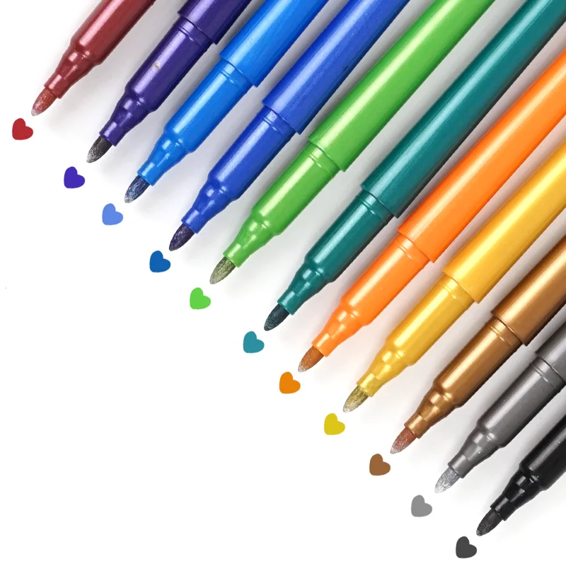 Popular Permanent Glitter Pen Metallic Marker Pen Art Painting Marker Set For Office And School
