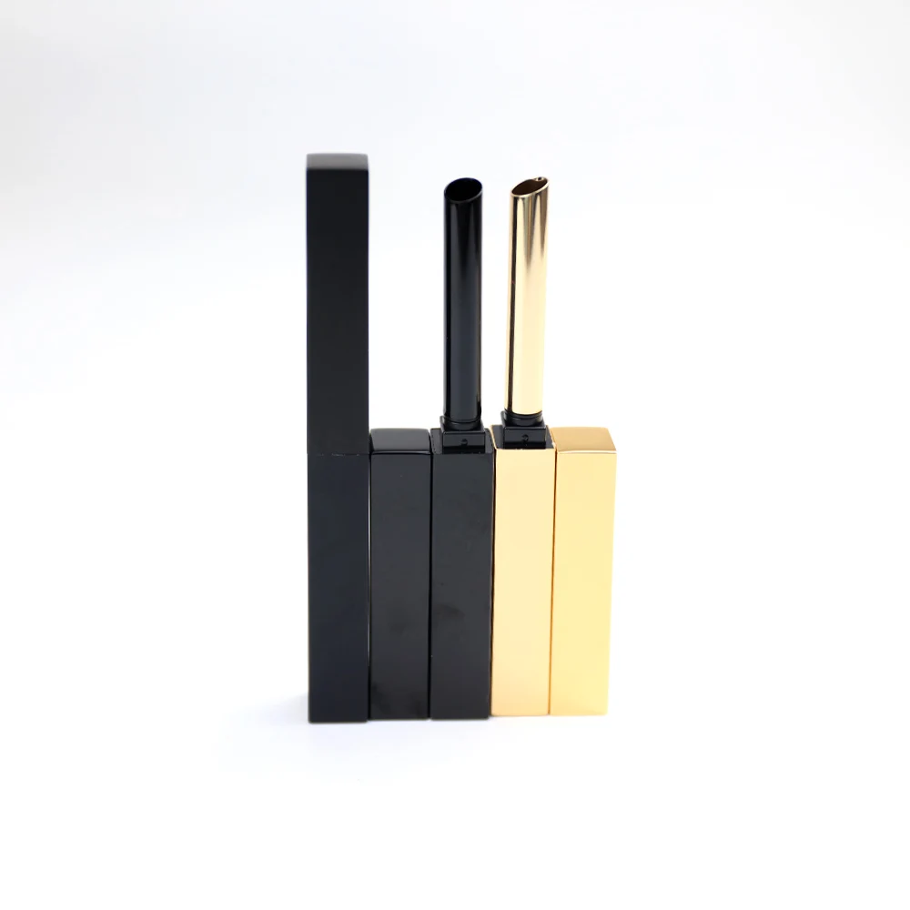 Bulk Buy High Quality  Slim Square Empty Gold Black Aluminum Lipsticks Tubes Packaging Manufacturer Factory
