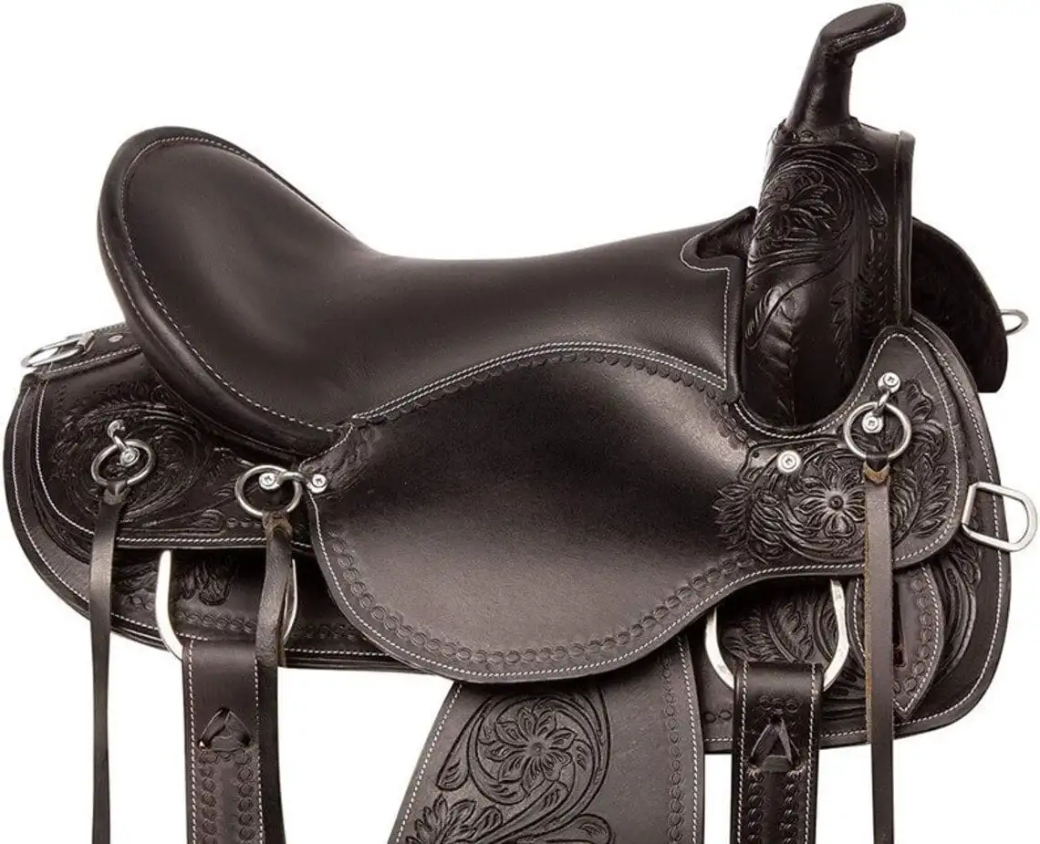 Best Seller High Quality Western Pleasure Trail Hand Tooled Leather Horse Saddle With Set at Wholesale Price