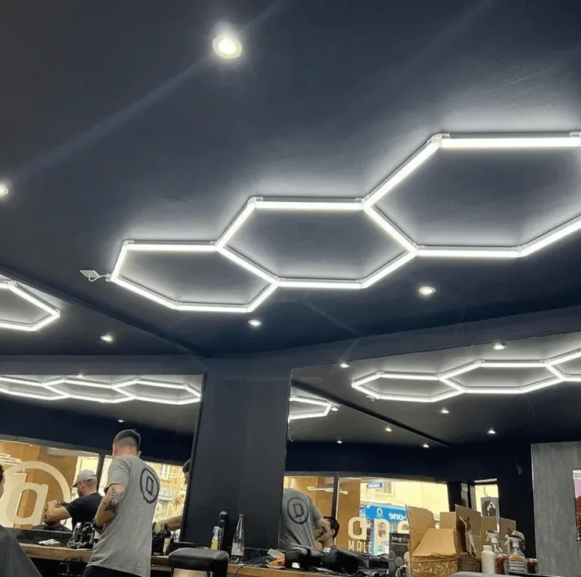 Hexagon LED Car Beauty Lights for  Auto Repair Shop Honeycomb Garage Detailing Work Light Factory Wholesale Custom