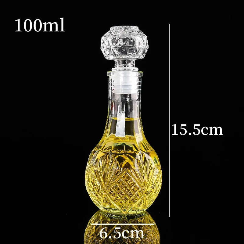 Wholesale transparent glass carved small wine bottle European whisky bottle cellar fruit bottle