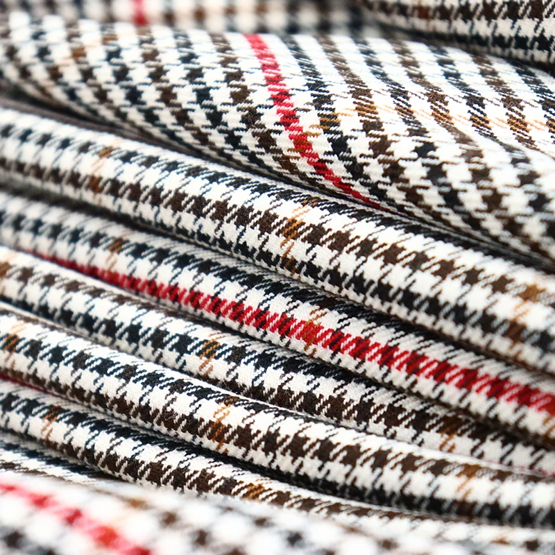 2025 Fashion 215GSM Polyester Rayon Spandex Fabric Yarn Dyed Woven Recycling HoundStooth TR Fabric For Clothing Home Textile