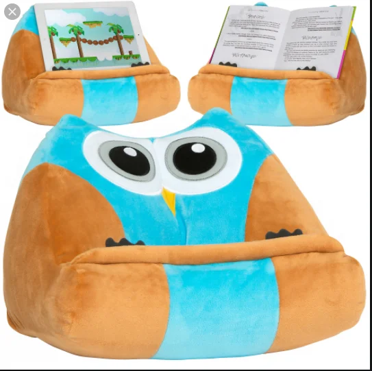 Good Quality Plush Owl Kids Book Stand & iPad Tablet Holder/ Fun Plush Owl Animal Toy Cushion Pillow for kids reading/owl ipad