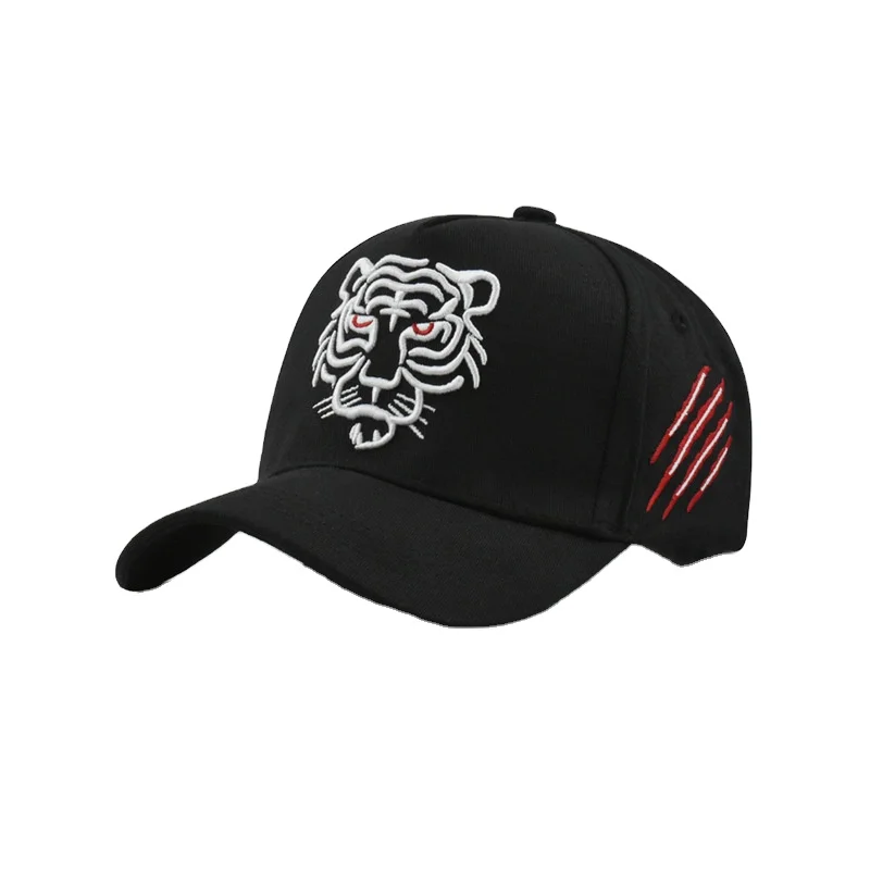 Embroidery Tiger Custom Logo 6 Panel Baseball Cap with Good Quality Good Service