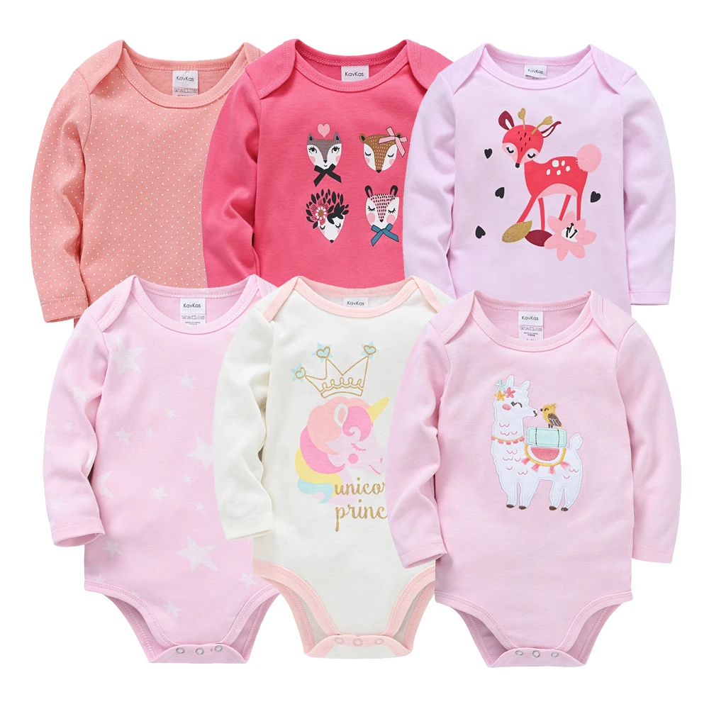 Wholesale Cheap Newborn Baby Girls Rompers Clothes Pink Cute Cartoon Print Long Sleeve Cotton Jumpsuit Outfit