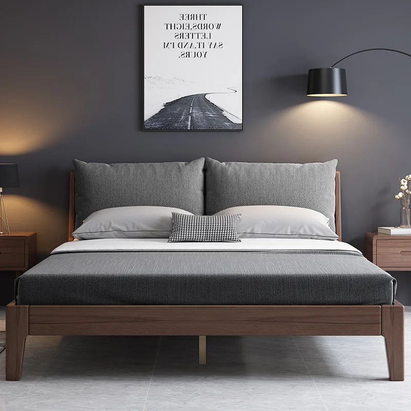 Factory Wholesale Modern Double Bed Multi Function Light Luxury Wooden Bed Frame Double Bed