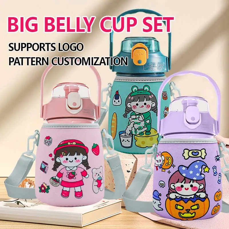 Custom Insulated Adjustable Strap Neoprene Big Belly Water Bottle Carrier Sleeve Pouch Tumbler Cup Holder Sling Bag