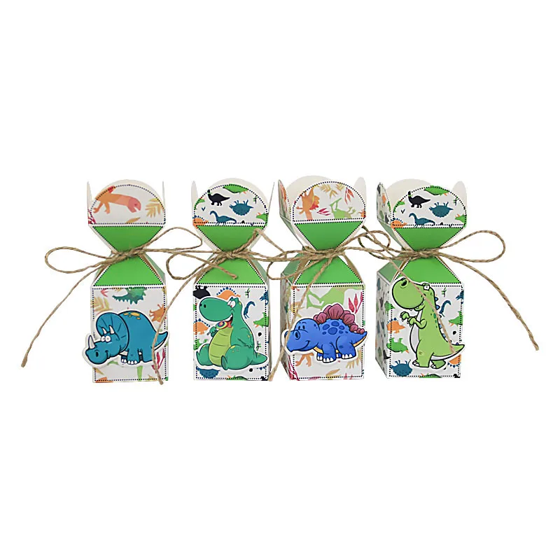 12pcs/pack Cartoons Dinosaur Candy Box Paper Packaging for Cookies Chocolate Bay Shower Birthday Gift Box