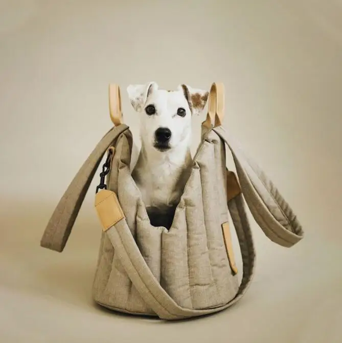 Customize Twill Faux Linen Warm Sling Pet Carrier Tote Bag Travel Dog Car Seat Safety Bed with Removable Soft Pad