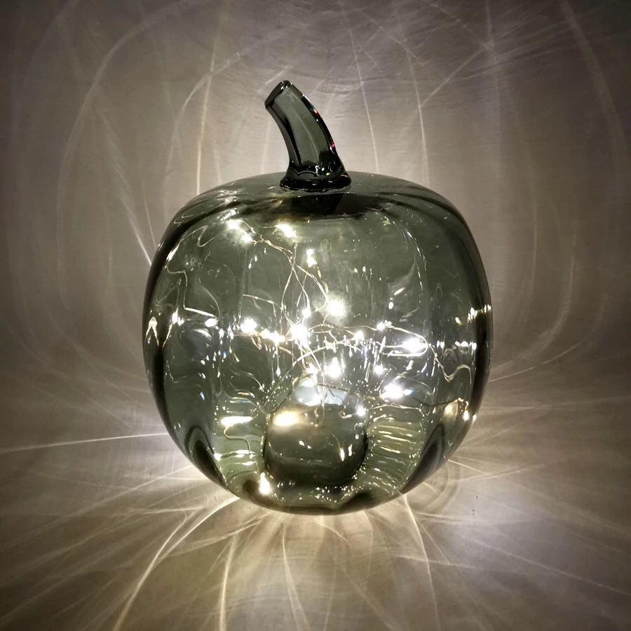 Navidad 2021 Lampara de calabaza de vidrio Glass Pumpkin Light LED Light up Pumpkin Tabletop Ornaments for Halloween Christmas