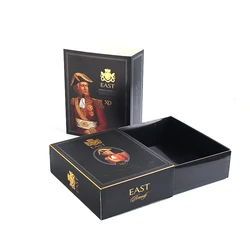 Factory Custom Luxury Tea Red Wine Paper Box Custom Logo Gold Stamped Rhum XO VO Glass Beer Bottle Packaging Box for Rum