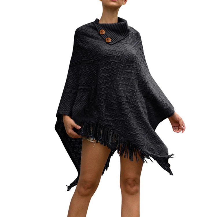 New Fashion Big Scarf Winter Shawl Solid Color Ponchos Women Pullover Hollow Cape Cloak